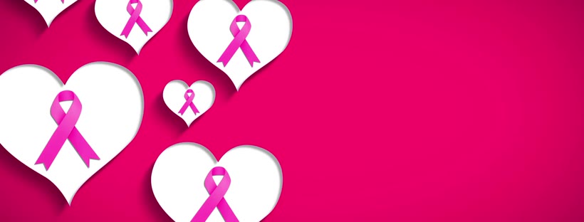 Pink Ribbons On Hearts In A Red Background Facebook cover photo (Love)