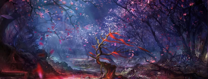 Fantasy sakura garden Facebook cover photo (Fantasy)