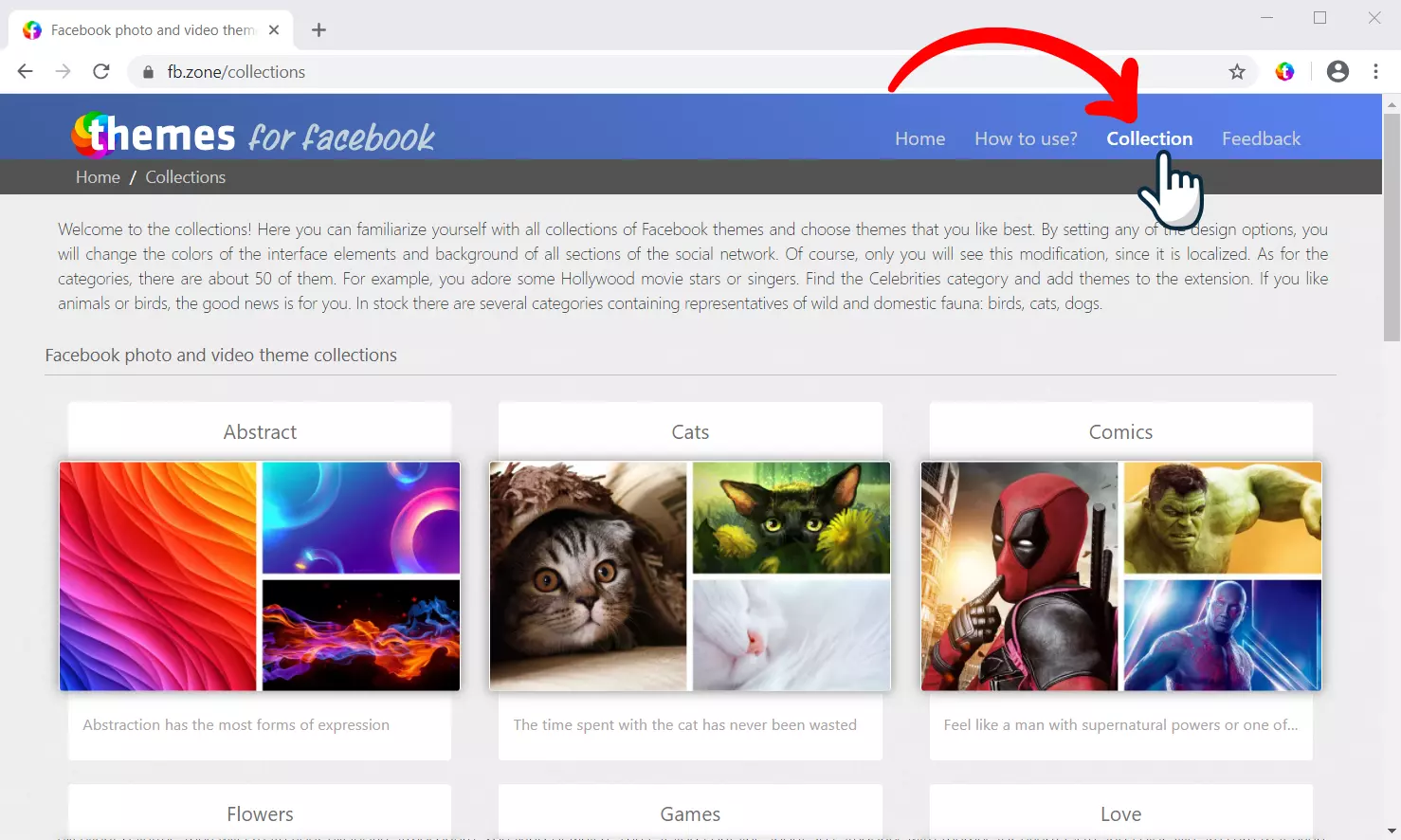Facebook Themes collections