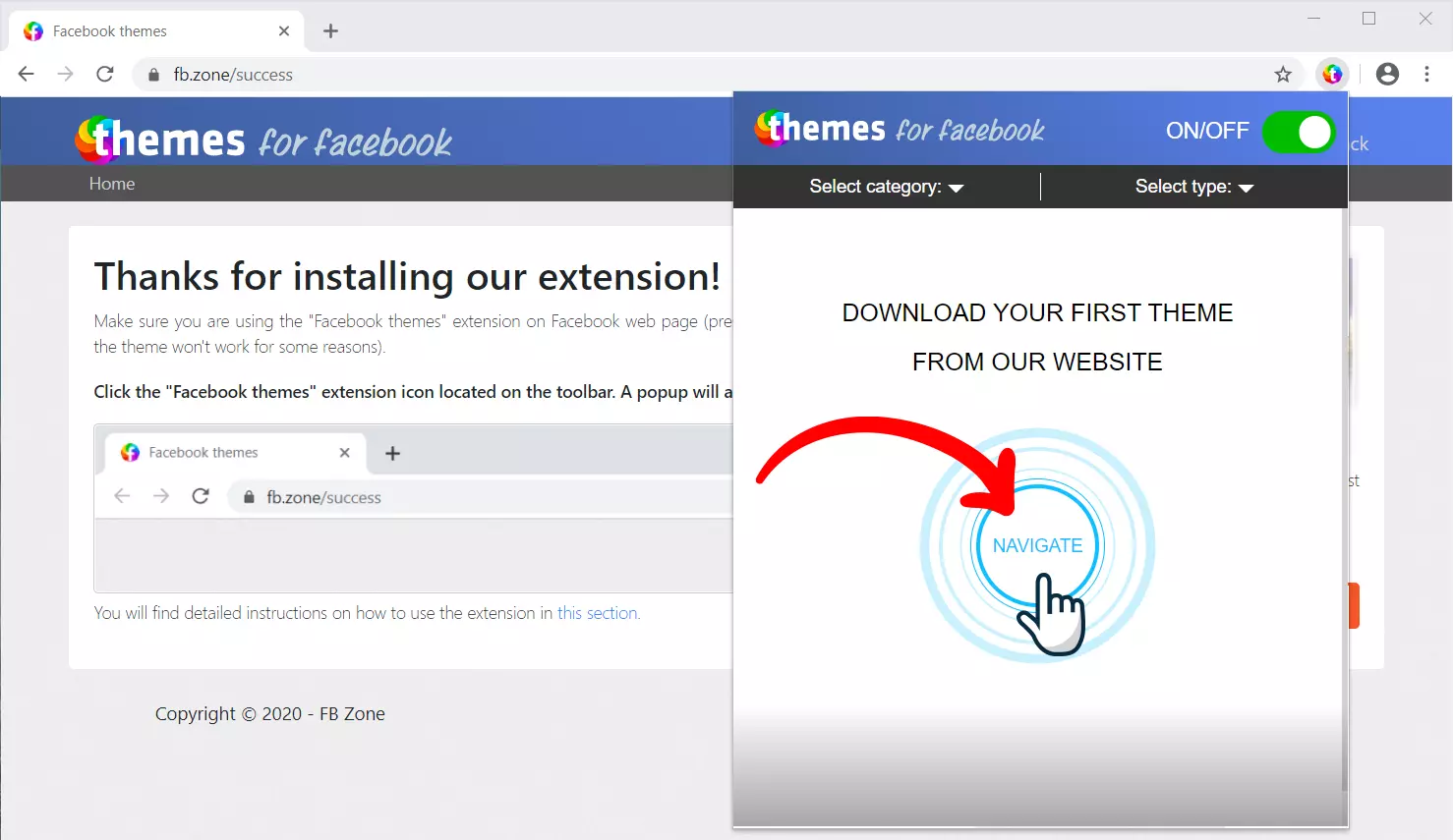 Themes for Facebook extension menu